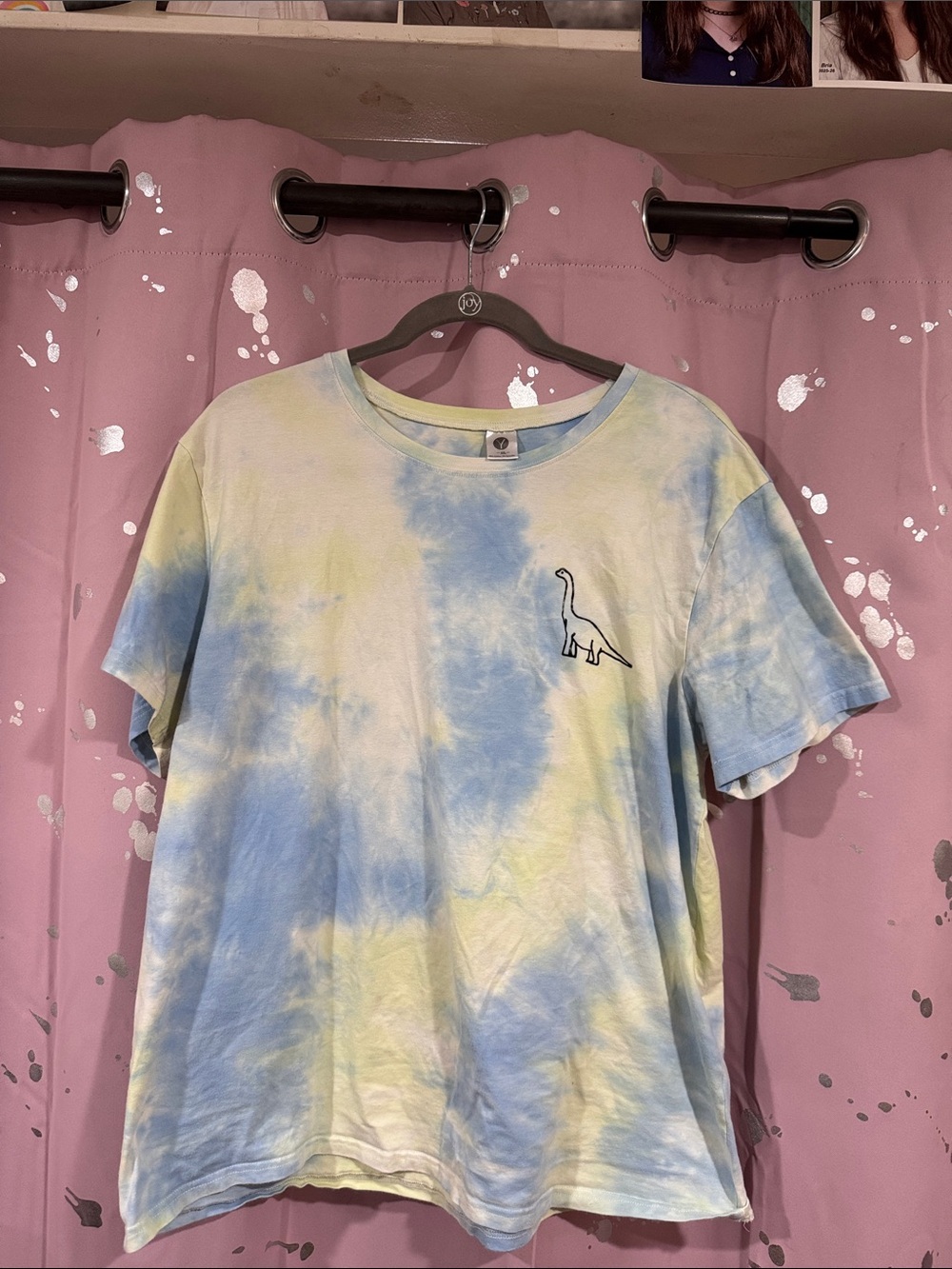 Relaxed Tie-Dye Short Sleeve Tee with Dino Graphic